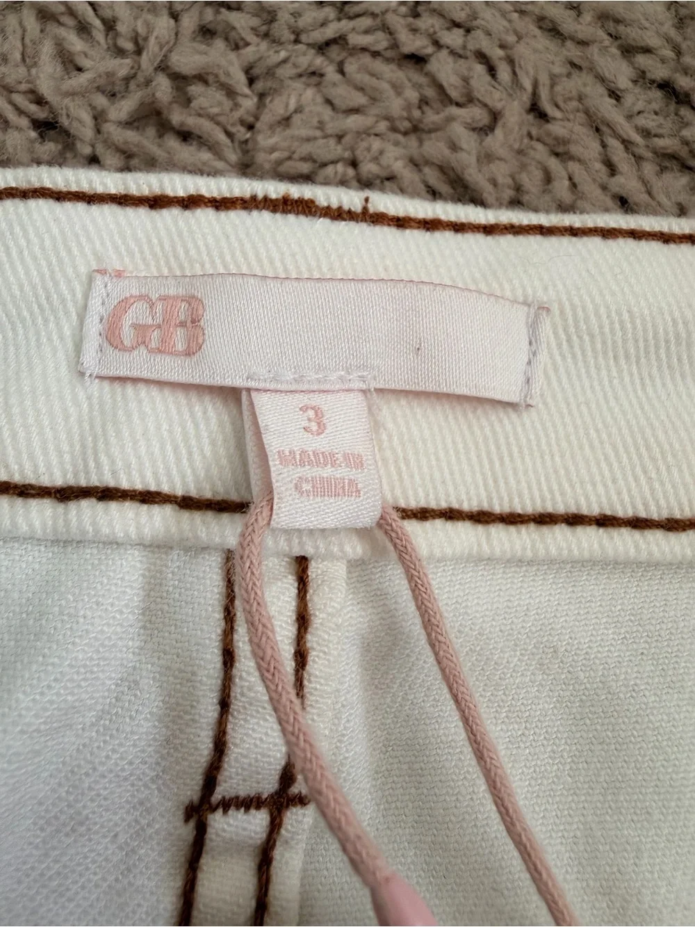 Gianni Bini Ivory Denim Midi Skirt with Contrast Stitching size 3